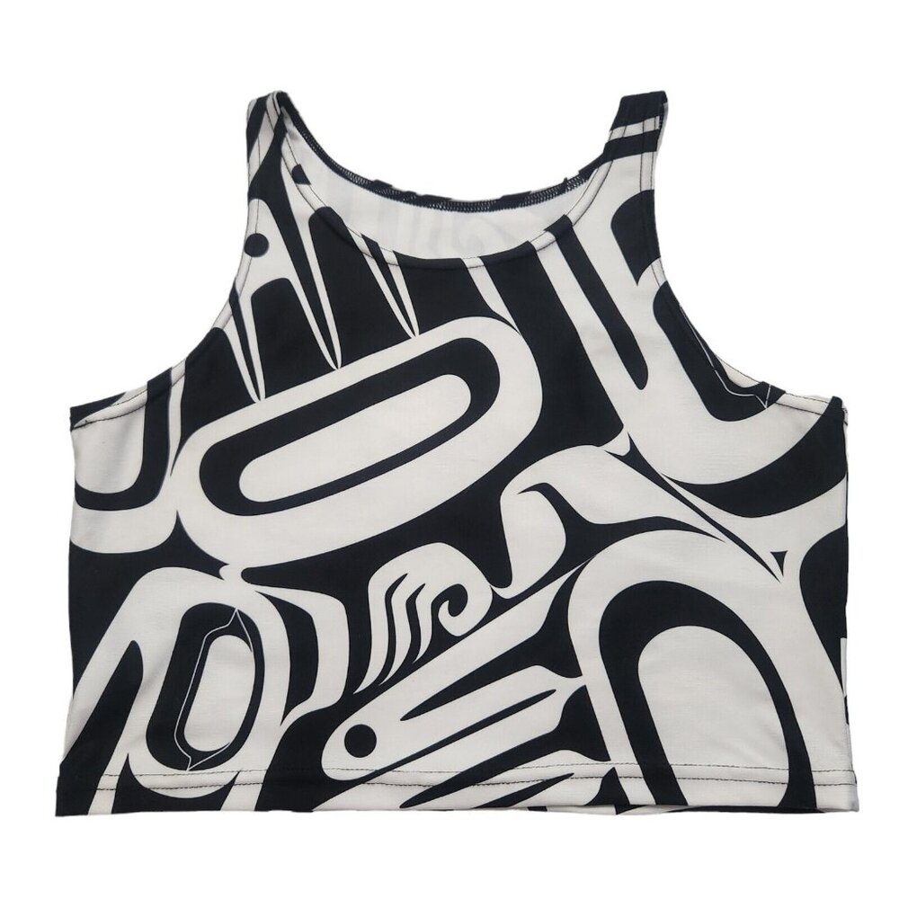 Native Indigenous Three Ravens Design Activewear Crop Cropped Top 42" Bust
